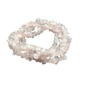 Pink Quartz Semi Precious Gemstones Chips Necklace Continuous Loop No Clasp